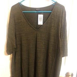 Olive green short sleeve V neck shirt